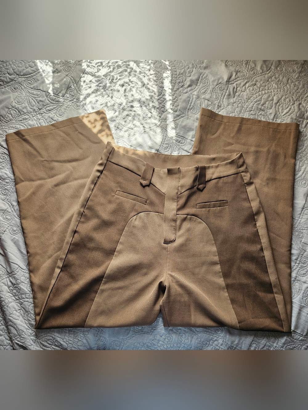 SHEIN Tan Riding-Inspired Wide Leg Chinos
